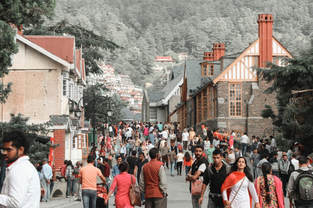 People walking towards the Ridge from Scandal Point, Mall Road-Shimla.